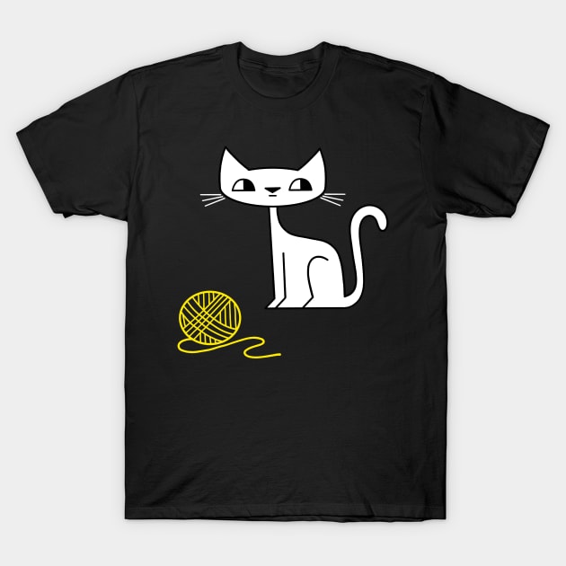 Cat. Yellow Yarn. Mischief T-Shirt by Andy McNally